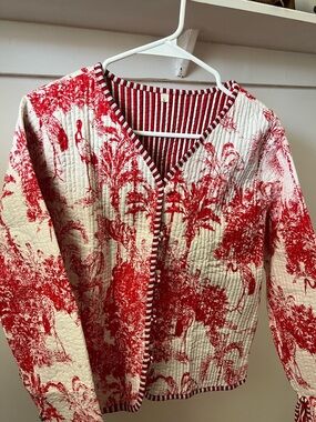 100% cotton red & white Quilted Jacket